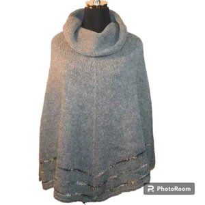 Iperico Made in Italy Wool Blend Poncho One Size Cowl Neck